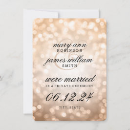 Elegant Giftermål / Elopement Copper Bokeh Ljus Meddelande