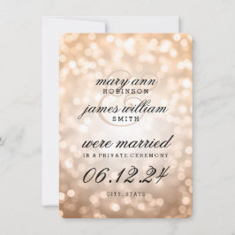 Elegant Giftermål / Elopement Copper Bokeh Ljus Meddelande