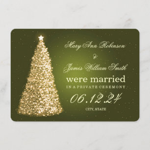 Elegant Giftermål Elopement Guld Grönt Inbjudningar
