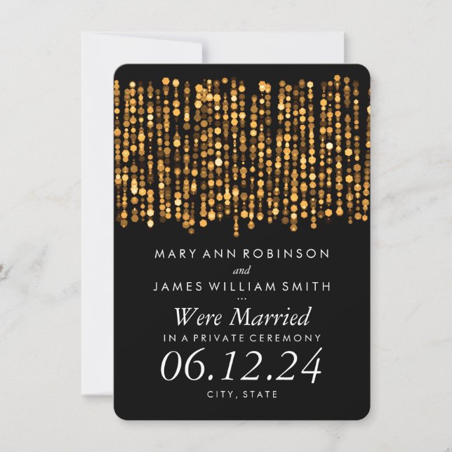 Elegant Giftermål / Elopement Modern Guld Ljus Meddelande (Framsida)