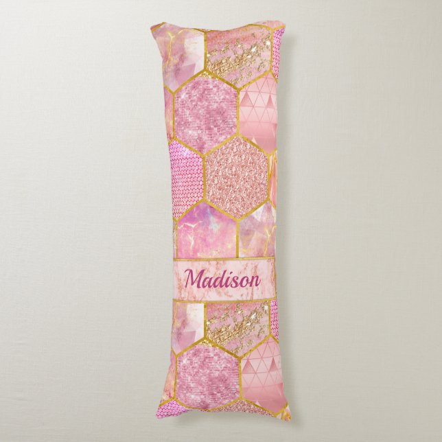 Elegant giftig faux Glitter ro guld Kroppskudde (Framsidan Vertikal)