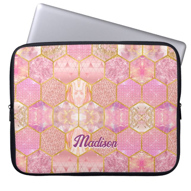 Elegant giftig faux Glitter ro guld Laptop Fodral (Framsidan)