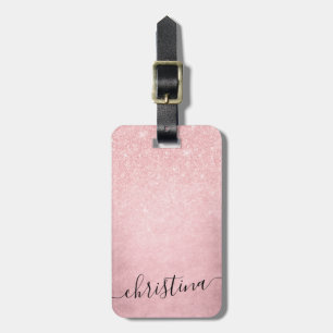Elegant, giggradient rosa ros guld glitter bagagebricka