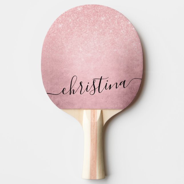 Elegant, giggradient rosa ros guld glitter pingisracket (Framsidan)