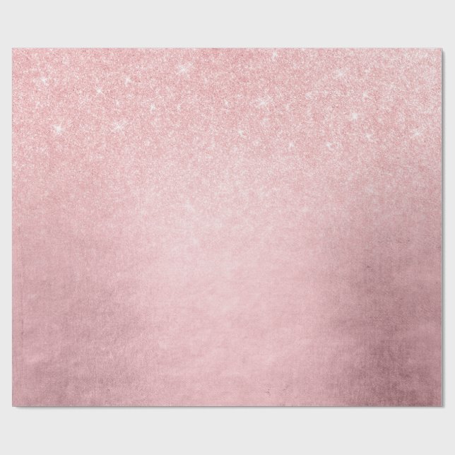 Elegant, giggradient rosa ros guld glitter presentpapper (Platt)