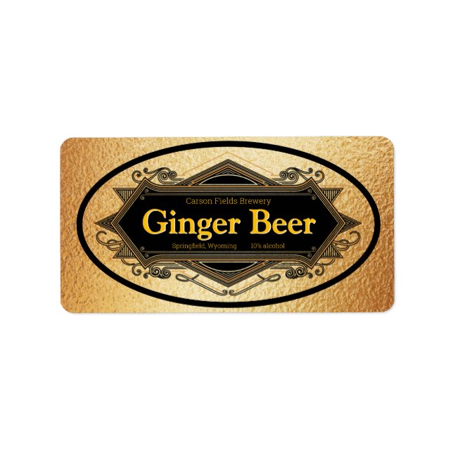 Elegant Ginger Beer Beverage Labels Adressetikett (Framsidan)