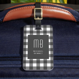 Elegant Gingham Monogram Bagagebricka