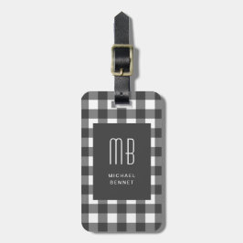 Elegant Gingham Monogram Bagagebricka