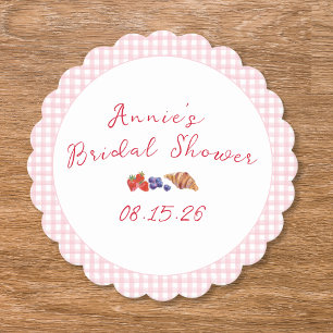 Elegant Gingham Summer Brunch Möhippa Rosa Underlägg Papper
