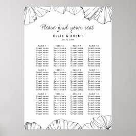 Elegant Ginkgo Biloba-sätesdiagram för bröllop Poster