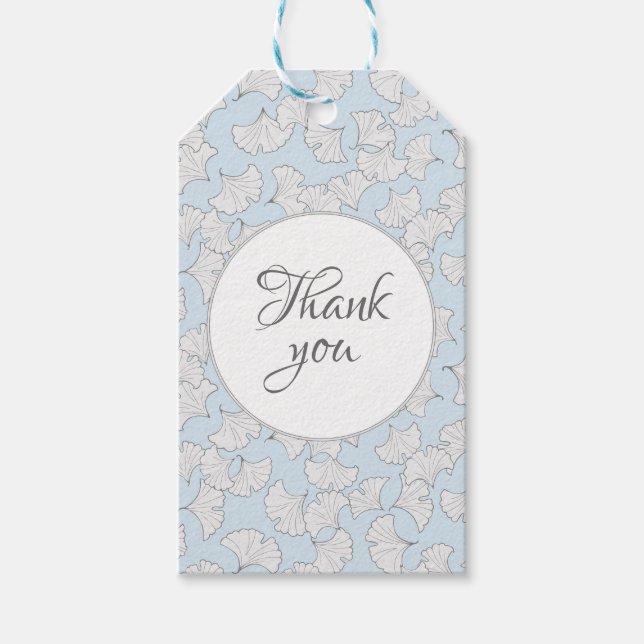 Elegant-ginkgo-löv med anpassningsbarnas bakgrund  presentetikett (Framsidan)