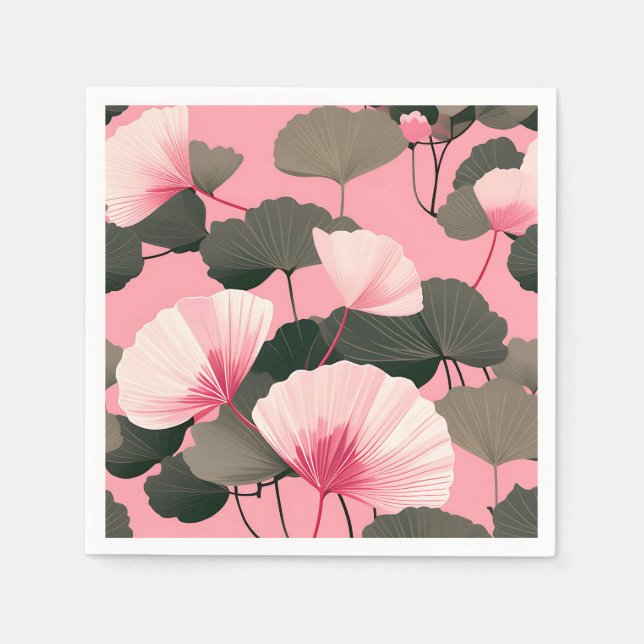 Elegant Ginkgo Löv Mönster Pappersservett (Framsidan)