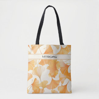Elegant Ginkgo Löv Personlig  Tote Bag 🌿 🍂 Tygkasse