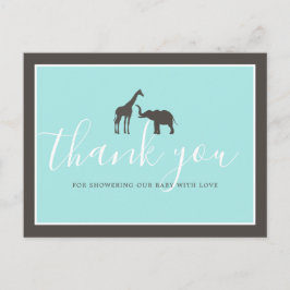 Elegant Giraff Elefant Baby Shower Tacksamhetskort Vykort