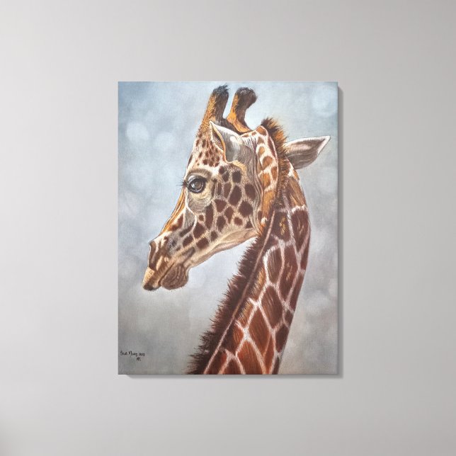 Elegant Giraff Porträtt Målning Stor Canvastryck (Framsida)