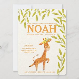 Elegant Giraffe Animals Safari Birthday Call Spara Datumet