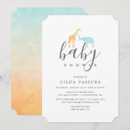 Elegant Giraffe Elephant Baby Shower-inbjudan Inbjudningar