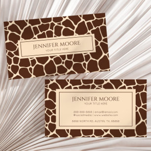 Elegant Giraffe Print Brown Anpassningsbar Visitkort