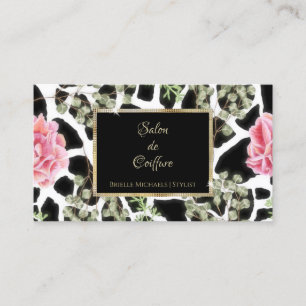 Elegant Giraffe Print Rosa ros Guld Ram Salon Visitkort