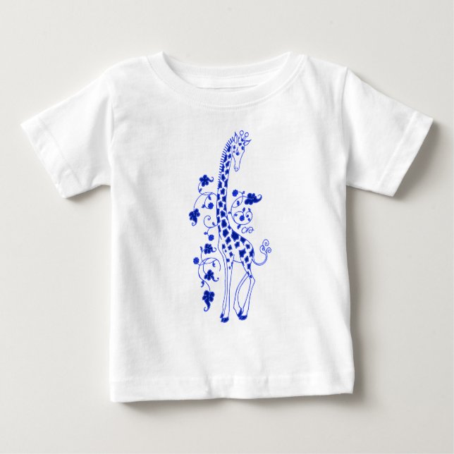 Elegant Giraffe Tee för barn ~Blue (Framsida)