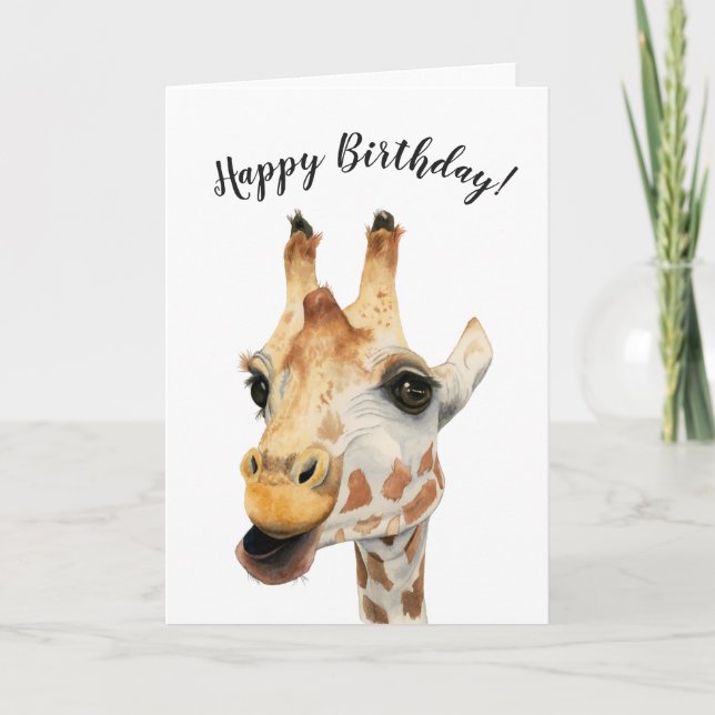 Elegant Giraffe Watercolor Painting | Födelsedag Kort (Framsida)