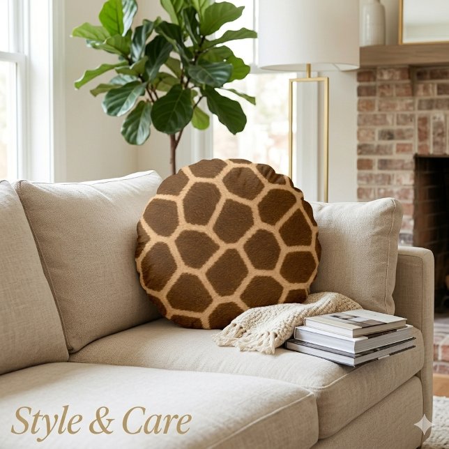 Elegant Giraffmönster Premiumkvalitet Rund Kudde (Elegant Giraffe Pattern Premium Quality Round Pillow)