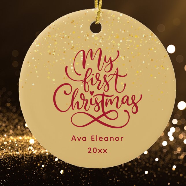 Elegant Girl Baby Första julens eget namn Julgransprydnad Keramik (Skapare uppladdad)