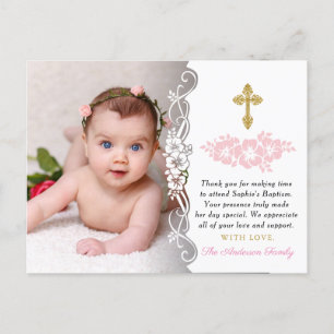 Elegant Girl Baptism Tack Vykort
