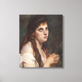 Elegant Girl with Folded Händer (Vintage Art) Canvastryck