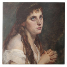 Elegant Girl with Folded Händer (Vintage Art)