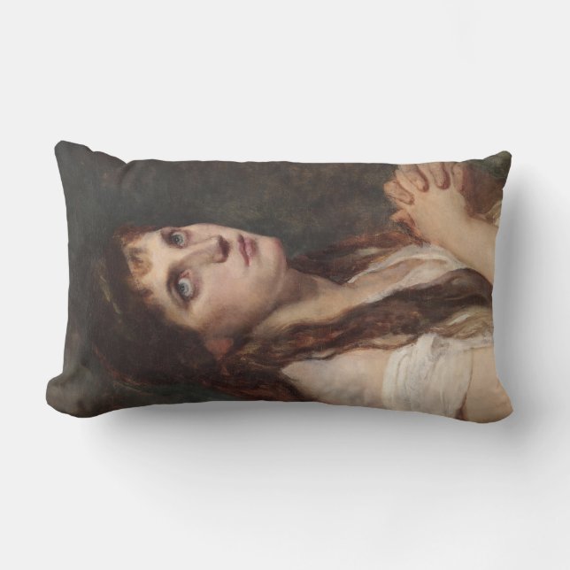 Elegant Girl with Folded Händer (Vintage Art) Lumbarkudde (Framsida)