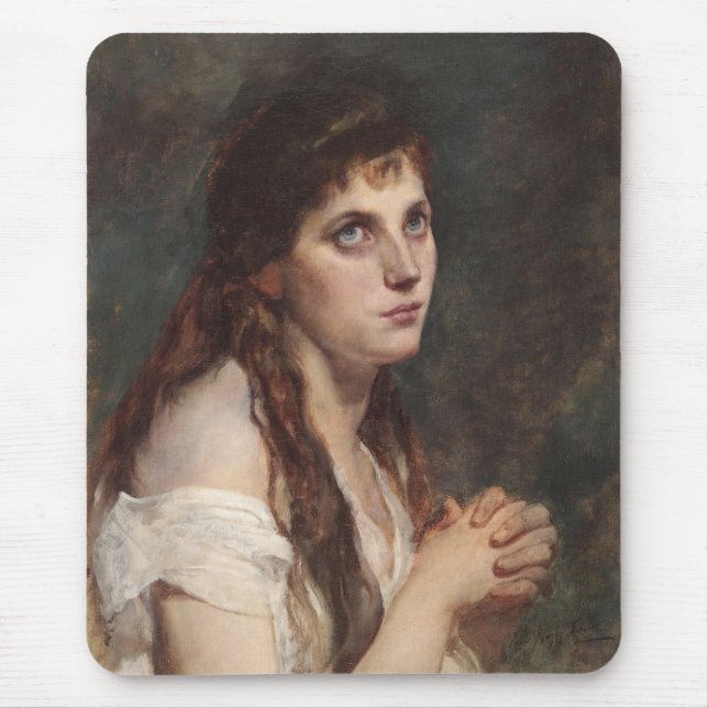 Elegant Girl with Folded Händer (Vintage Art) Musmatta (Framsidan)