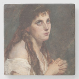 Elegant Girl with Folded Händer (Vintage Art) Stenunderlägg