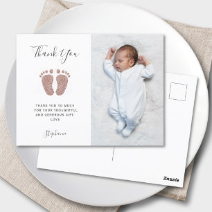 Elegant Girl's Baby Shower Photo Tack Vykort