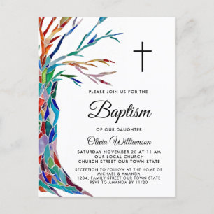 Elegant Girl's Baptism Christening-inbjudan Inbjudan Vykort