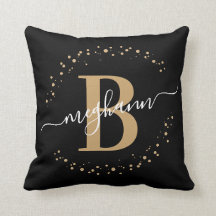 Elegant, Girly Black Guld Namn Monogram-skript