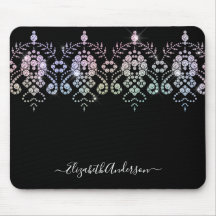 Elegant Girly Black White Monogram Namn