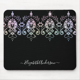 Elegant Girly Black White Monogram Namn Musmatta