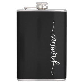 Elegant Girly Calligraphy Black Monogram Namn Fickplunta
