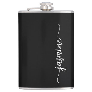 Elegant Girly Calligraphy Black Monogram Namn Fickplunta