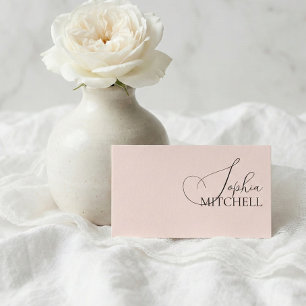 Elegant Girly Calligraphy Minimal Rosa Visitkort