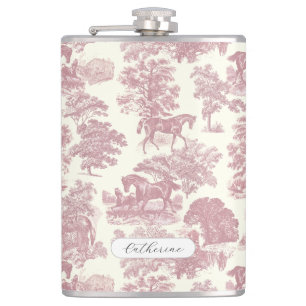 Elegant Girly Chic Rosa Horse Toile Namn Fickplunta
