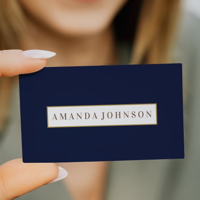 Elegant Girly Day Spa Salon mörk blått guld gräns Visitkort (Skapare uppladdad)