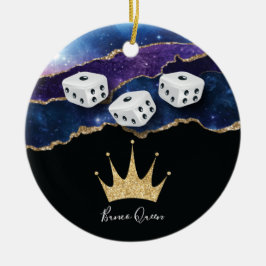 Elegant Girly Glitter Bunco Dice Queen Julgransprydnad Keramik