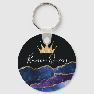 Elegant Girly Glitter Guld Bunco Queen Nyckelring