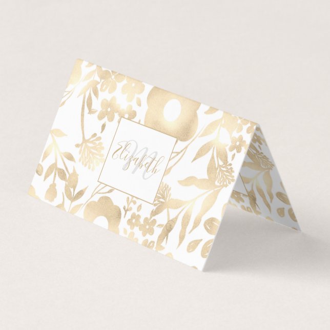 Elegant Girly Guld Flowers Vintage Design Visitkort (Framsida)