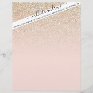 Elegant Girly Guld Ro Rosa Glitter Ombre Brevhuvud
