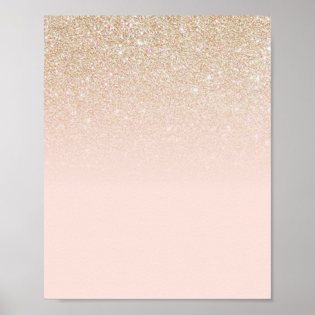 Elegant Girly Guld Ro Rosa Glitter Ombre Poster (Framsidan)