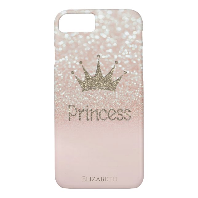 Elegant Girly Krona Princess,Glitter Bokeh Case-Mate iPhone Skal (Baksida)