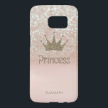 Elegant Girly Krona Princess, Glitter Bokeh Galaxy S5 Skal<br><div class="desc">Krona och prinsessan på glitter,  med ditt namn.</div>